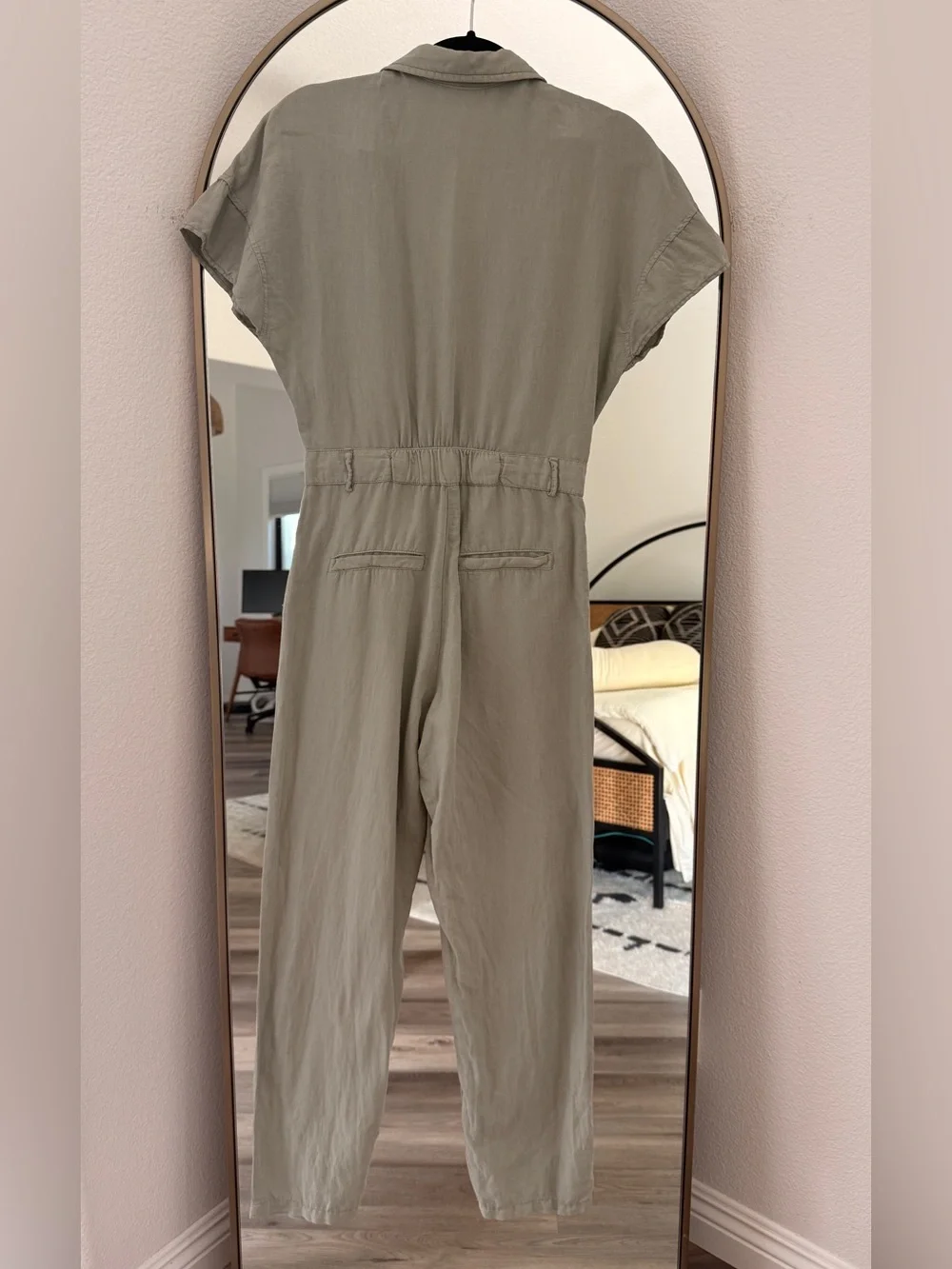 Zara Olive Green cotton/linen jumpsuit